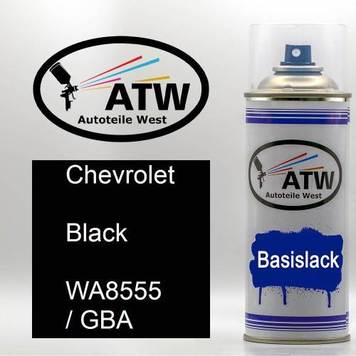 Chevrolet, Black, WA8555 / GBA: 400ml Sprühdose, von ATW Autoteile West.